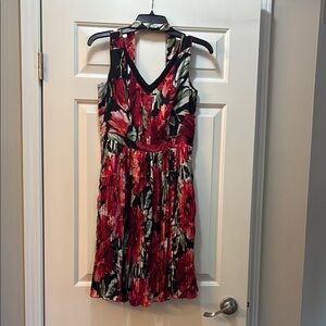 White House Black Market Red and Black Floral Dress